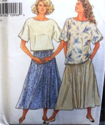 7141 SS TOP 2 LENGTHS,LONGER FLARE SKIRT PATTERN 8-20
